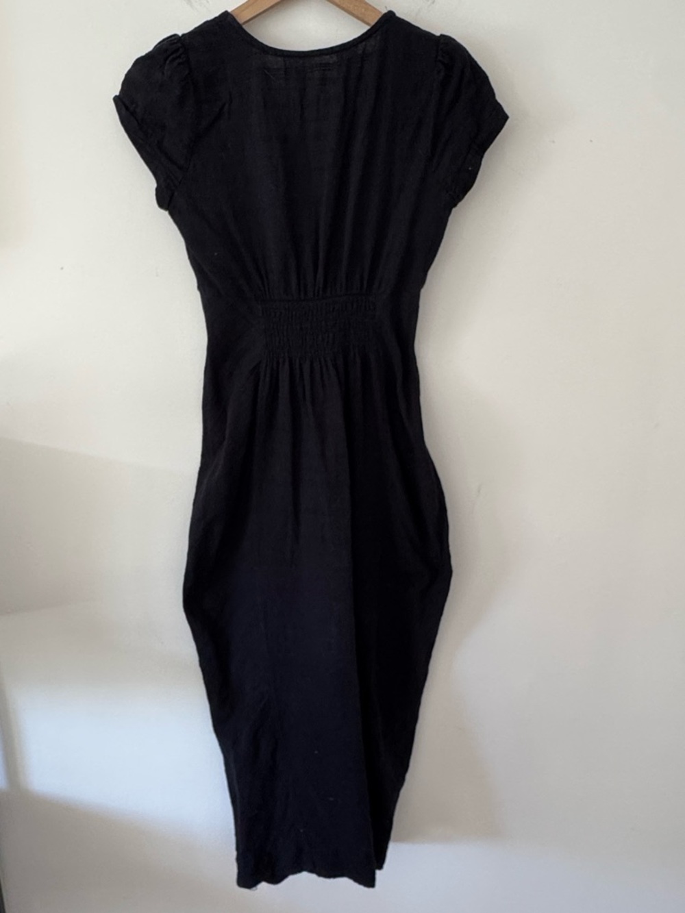 Free People New in Town Black Button-Front Midi Dress XS - Picture 5 of 9